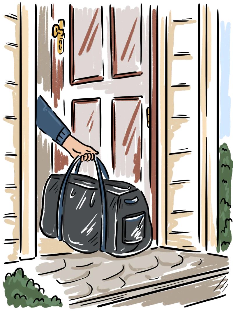 Laundry Customer leaving laundry outside for pickup.