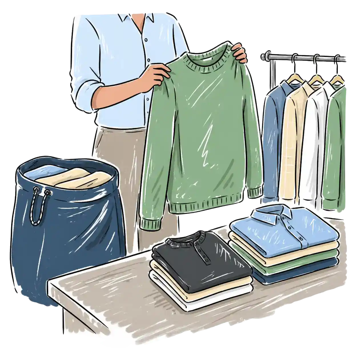 Wash and fold laundry inspection and sorting