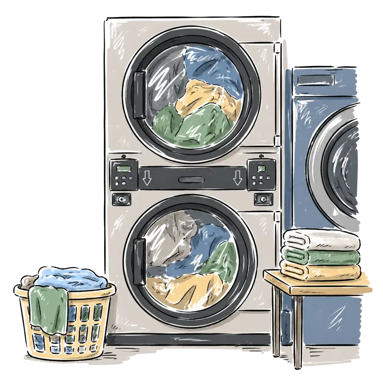 Wash and fold laundry low heat drying